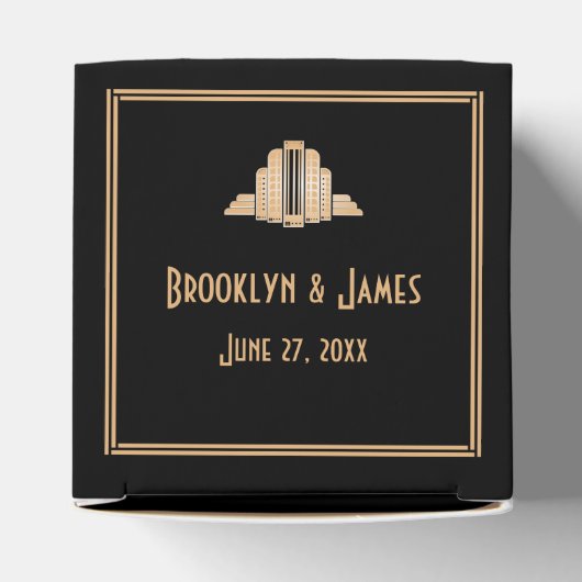 アールデコ素晴らしギャツビーブラック結婚式の引き出物ボックス フェイバーボックス (上部)