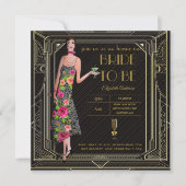 アールデコ素晴らしギャツビーローリング20sブライダルシャワーPk 招待状 (正面)