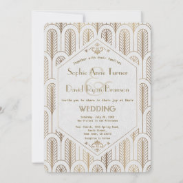 アールデコ素晴らしギャツビー白金ゴールド結婚ズ 招待状