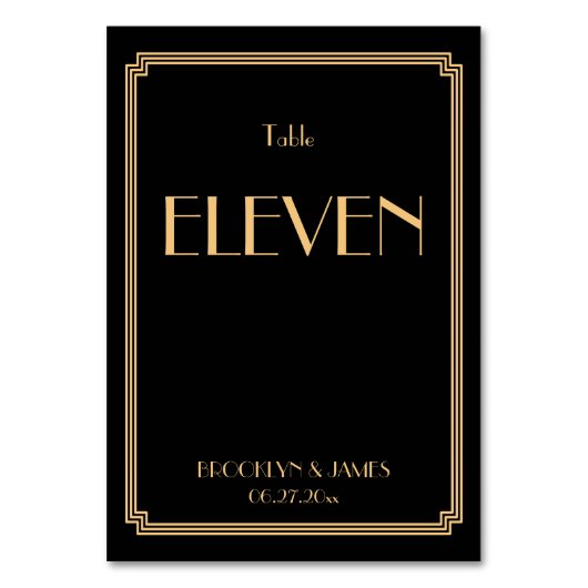 アールデコ素晴らしギャツビー結婚ブラックの表番号 テーブルナンバー (正面)