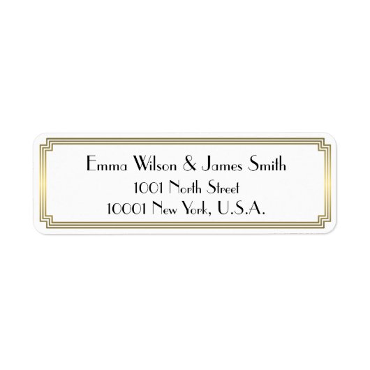 アールデコ素晴らしギャツビー金ゴールド差出人住所ラベル ラベル (正面)