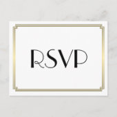 アールデコ素晴らしギャツビー金ゴールド結婚式RSVPはがき インビテーションポストカード (正面)