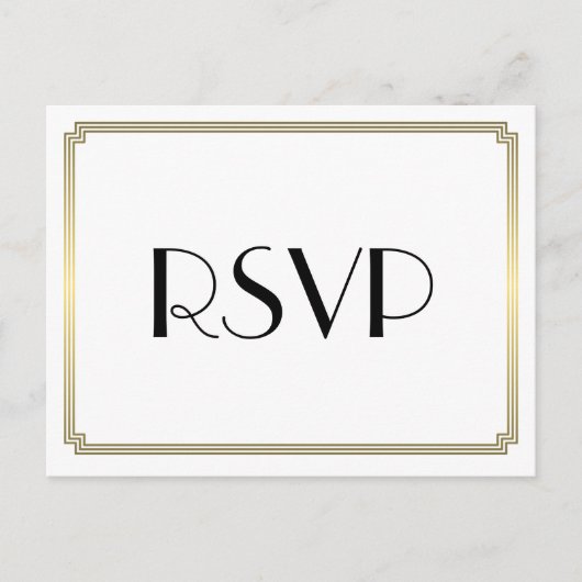 アールデコ素晴らしギャツビー金ゴールド結婚式RSVPはがき インビテーションポストカード (正面)