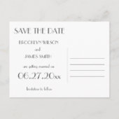 アールデコ素晴らしギャツビーWhite Save The Dateはがき 案内ポストカード (裏面)