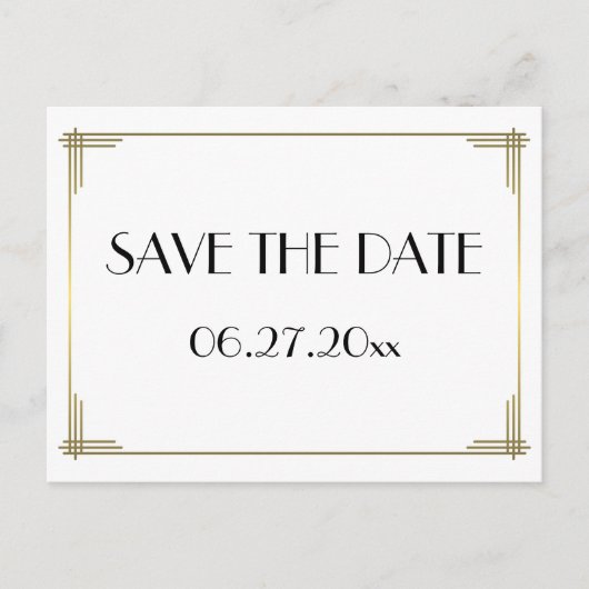 アールデコ素晴らしホワイト・ギャツビー日付はがきを保存 案内ポストカード (正面)