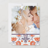 アールデコ紫とオレンジのフローラ結婚ズ 招待状 (裏面)