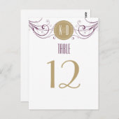 アールデコ紫とトープの表の番号 ポストカード (正面/裏面)