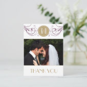 アールデコ紫とトープサンキューカード ポストカード (スタンド正面)