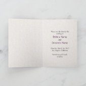 アールデコ紫色のチューリップ日付カードを保存 案内状 (内部)