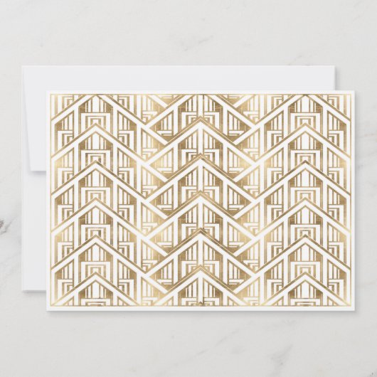 アールデコ結エレガント婚式で日付カードを節約 招待状 (裏面)