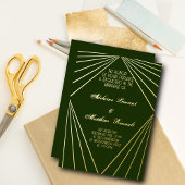 アールデコ結婚のエメラルドグリーン金ゴールド 箔招待状