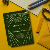 アールデコ結婚のエメラルドグリーン金ゴールド 箔招待状