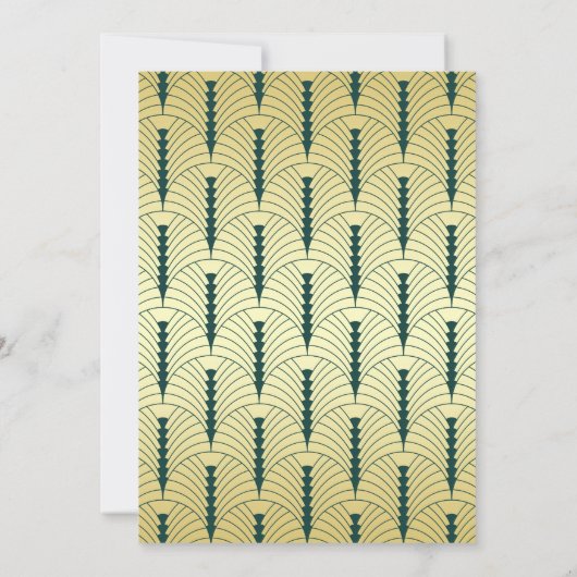 アールデコ結婚のエレガント金ゴールドグリーン素晴らしギャツビー 招待状 (裏面)