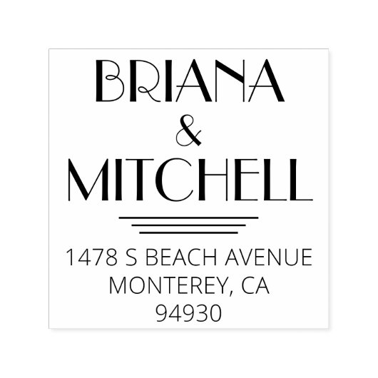 アールデコ結婚のカップルまたは家族の差出人住所 セルフインキングスタンプ (デザイン)