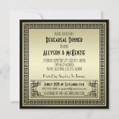 アールデコ結婚のシャンパン金ゴールドリハーサルディナー 招待状 (裏面)