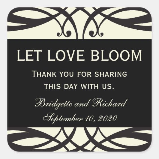 アールデコ結婚のシードパケットラベル スクエアシール (正面)