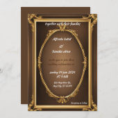 アールデコ結婚のダイヤモンドブラウンとゴールドフォイル 招待状 (正面/裏面)