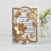 アールデコ結婚のダイヤモンドホワイトとゴールドフォイル 招待状 (スタンド正面)