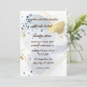 アールデコ結婚のダイヤモンドホワイトとゴールドフォイル 招待状 (スタンド正面)