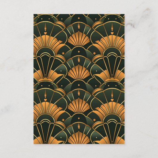 アールデコ結婚のダイヤモンド金ゴールドとグリーン エンクロージャーカード (裏面)