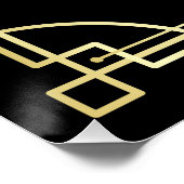 アールデコ結婚のフォトブース金ゴールドブラックパーティー標識 ポスター (コーナー)