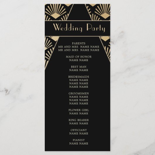 アールデコ結婚のブラック金ゴールド20年代ヴィンテージ プログラム (裏面)