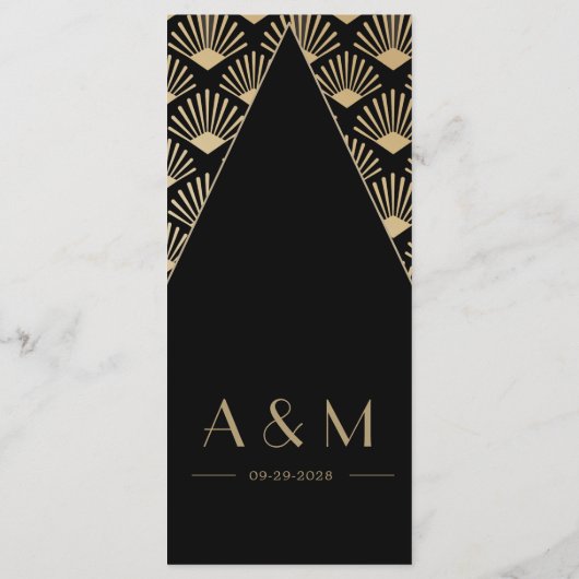 アールデコ結婚のブラック金ゴールド20年代ヴィンテージ メニュー (裏面)