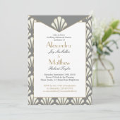 アールデコ結婚のリハーサルディナーグレーヴィンテージ 招待状 (スタンド正面)