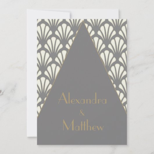 アールデコ結婚のリハーサルディナーグレーヴィンテージ 招待状 (裏面)