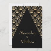 アールデコ結婚のリハーサルディナーブラック金ゴールド 招待状 (裏面)