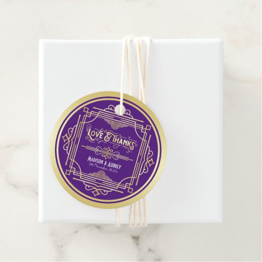 アールデコ結婚の愛と感謝してい金ゴールドパープルの好意 フェイバータグ (インサイチュ)