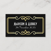 アールデコ結婚の愛と感謝してい金ゴールドブラックの好意 エンクロージャーカード (裏面)