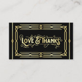 アールデコ結婚の愛と感謝してい金ゴールドブラックの好意 エンクロージャーカード (正面)