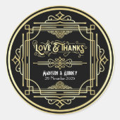 アールデコ結婚の愛と感謝してい金ゴールドブラックの好意 ラウンドシール (正面)