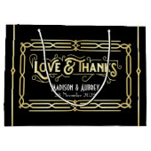 アールデコ結婚の愛と感謝してい金ゴールドブラックの好意 ラージペーパーバッグ (裏面)