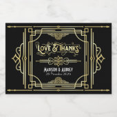 アールデコ結婚の愛と感謝してい金ゴールドブラックの好意 リキュールボトルラベル (シングルラベル)