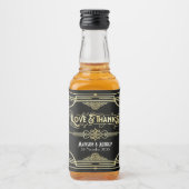 アールデコ結婚の愛と感謝してい金ゴールドブラックの好意 リキュールボトルラベル (正面)