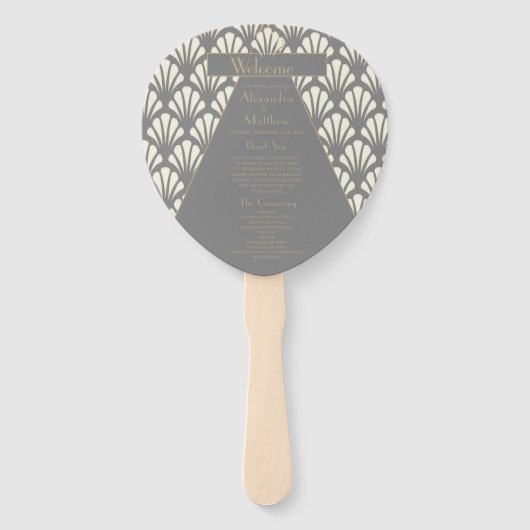 アールデコ結婚の灰色の轟音20代ヴィンテージ ハンドファン (正面)