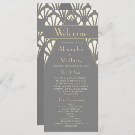 アールデコ結婚の灰色の轟音20代ヴィンテージ プログラム (正面/裏面)