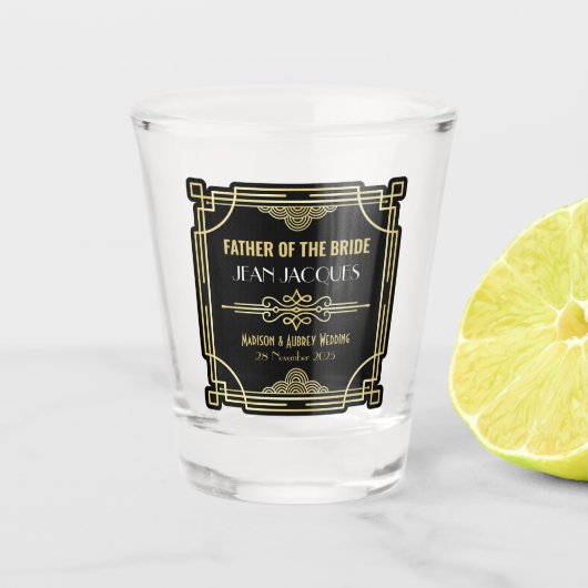 アールデコ結婚の金ゴールドの父 ショットグラス (正面)