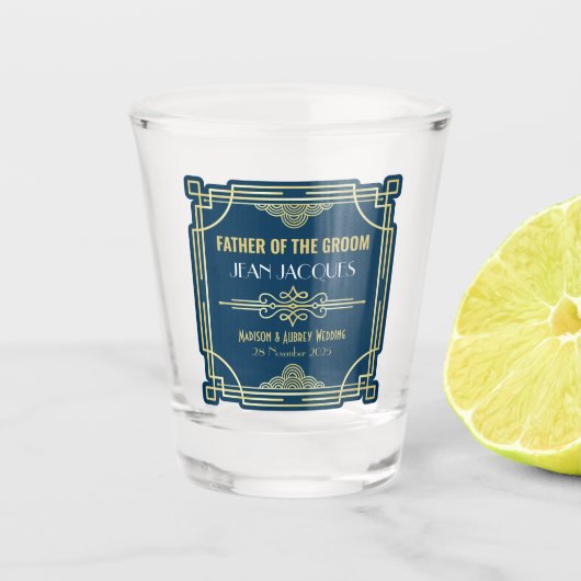 アールデコ結婚の金ゴールドの父 ショットグラス (正面)