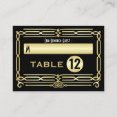 アールデコ結婚の金ゴールドブラックエレガント設定 プレイスカード (正面)