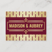 アールデコ結婚の金ゴールドブルゴーニュ行軍 プレイスカード (裏面)