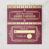 アールデコ結婚の金ゴールドブルゴーニュ行軍 プレイスカード (外部開封)