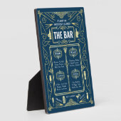 アールデコ結婚の金ゴールドブルーオープンバーメニュー フォトプラーク (側面)