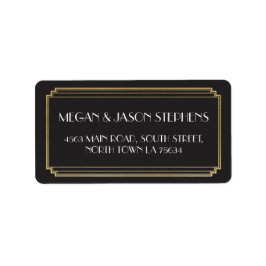 アールデコ結婚の金ゴールド差出人住所ラベルアート ラベル