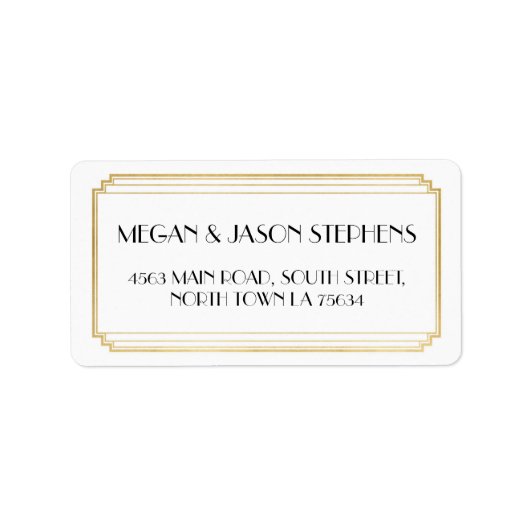 アールデコ結婚の金ゴールド差出人住所ラベルアート ラベル (正面)