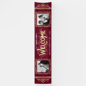 アールデコ結婚の金ゴールド・ブルゴーニュ・ディナー・パーティー 横断幕 (縦)