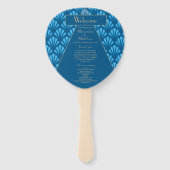 アールデコ結婚の青い轟音20代ヴィンテージ ハンドファン (正面)