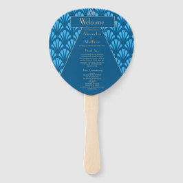 アールデコ結婚の青い轟音20代ヴィンテージ ハンドファン